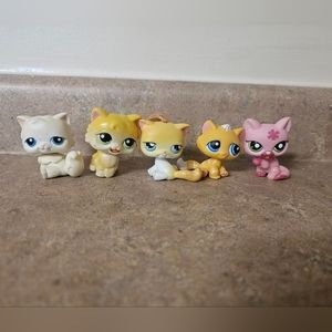 Vintage Littlest Pet Shop Cats Set of 5